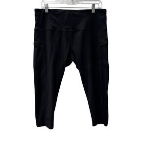 LifeSky Black‎ Athletic Capris Leggings Cargo Pockets XXL Womens Fitness Workout